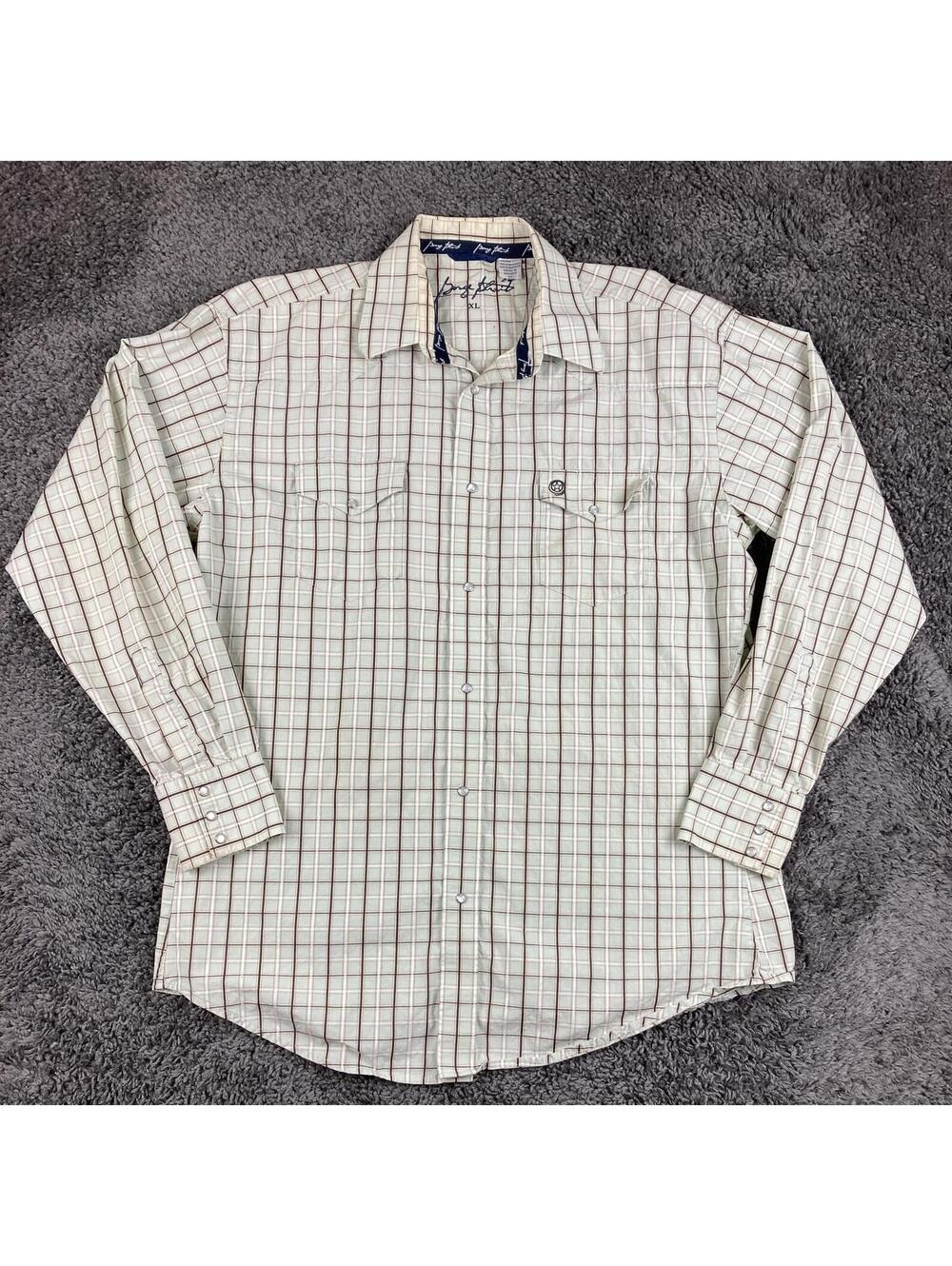 George Strait Wrangler Western Shirt  Mens Sage Green Plaid Pearl Snap Cotton XL